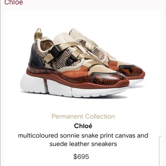 Chloé- authentic designer Sonnie Snakeskin Sneakers multicolored - Picture 2 of 12